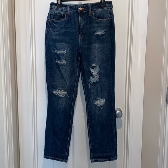 NWOT- YMI DREAM  DISTRESSED MOM JEANS RIPS & WHISKERS SIZE 9/29 - Picture 1 of 7